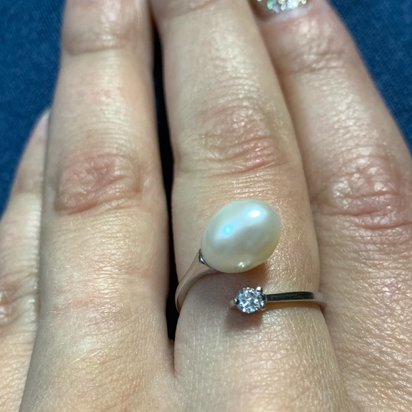 🌟 Natural Freshwater Pearl S925 CZ Adjustable Ring - Picture 5 of 5